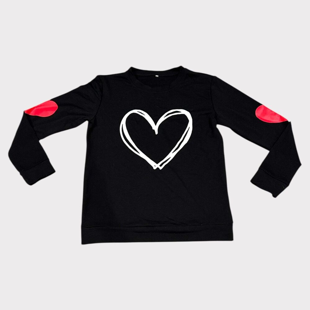 Black Heart Graphic Sweatshirt – Women’s Size Small EUC